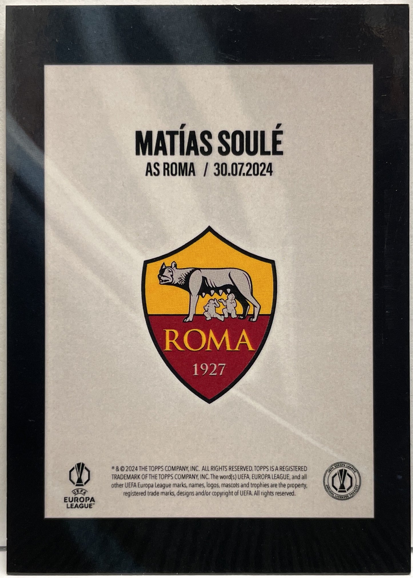 Matias Soule 1/1 Patch Autograph First Shirt Relic Topps Here We Go Fabrizio Romano 2024