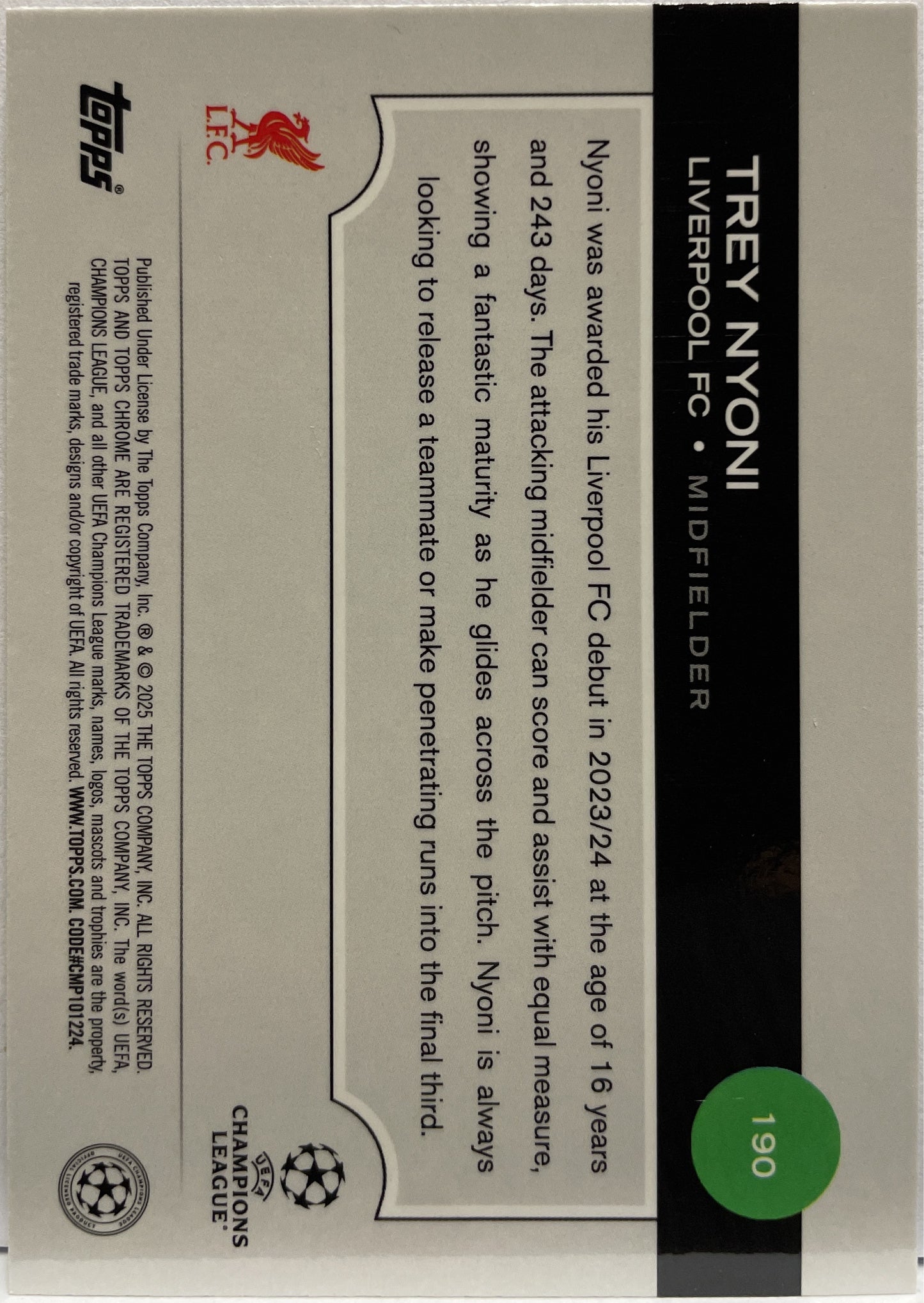 Trey Nyoni 4/150 Rookie Blue Lava Topps Chrome UCC 2024/25