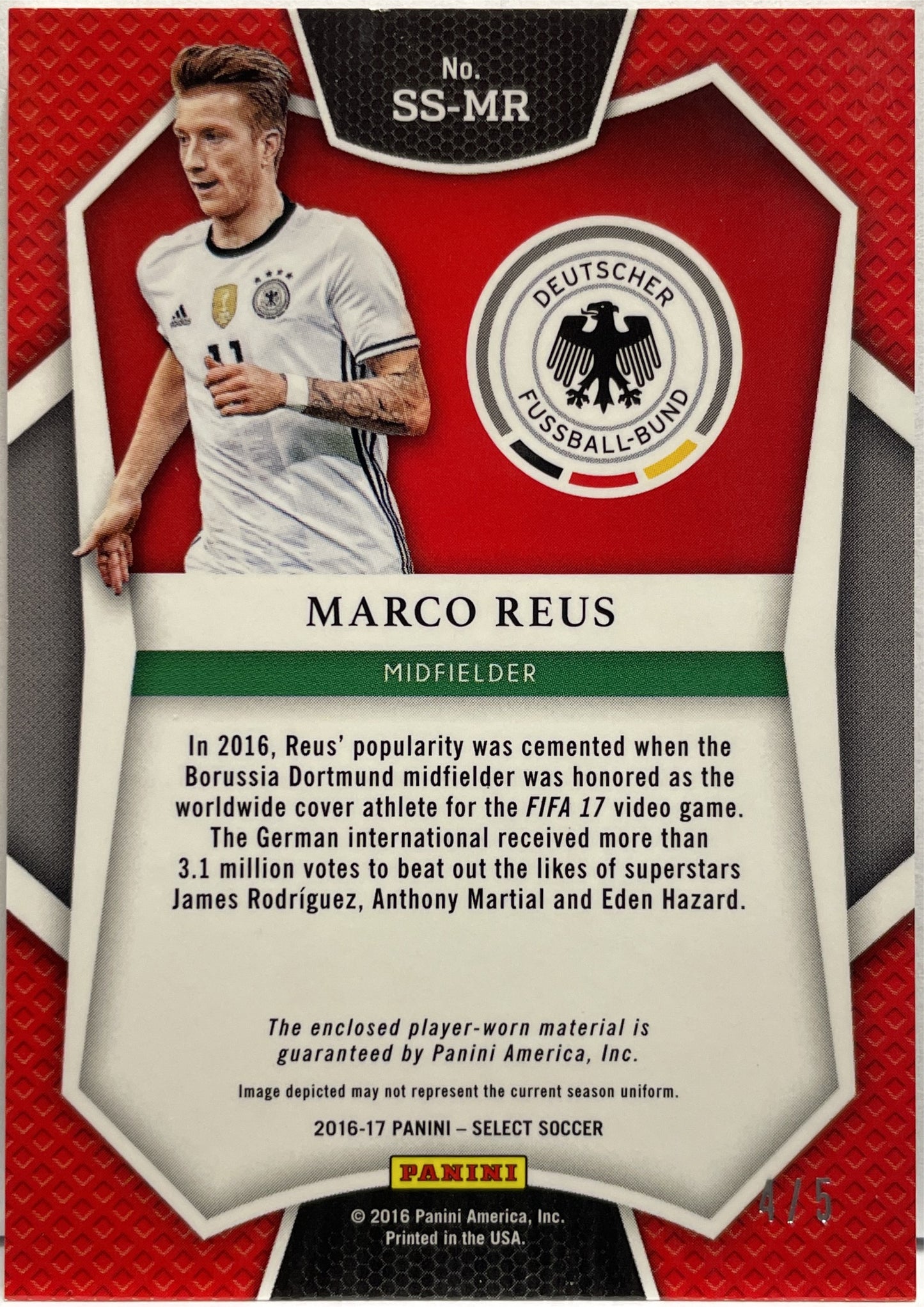 Marco Reus 4/5 Patch Worn Panini Select 2016/17