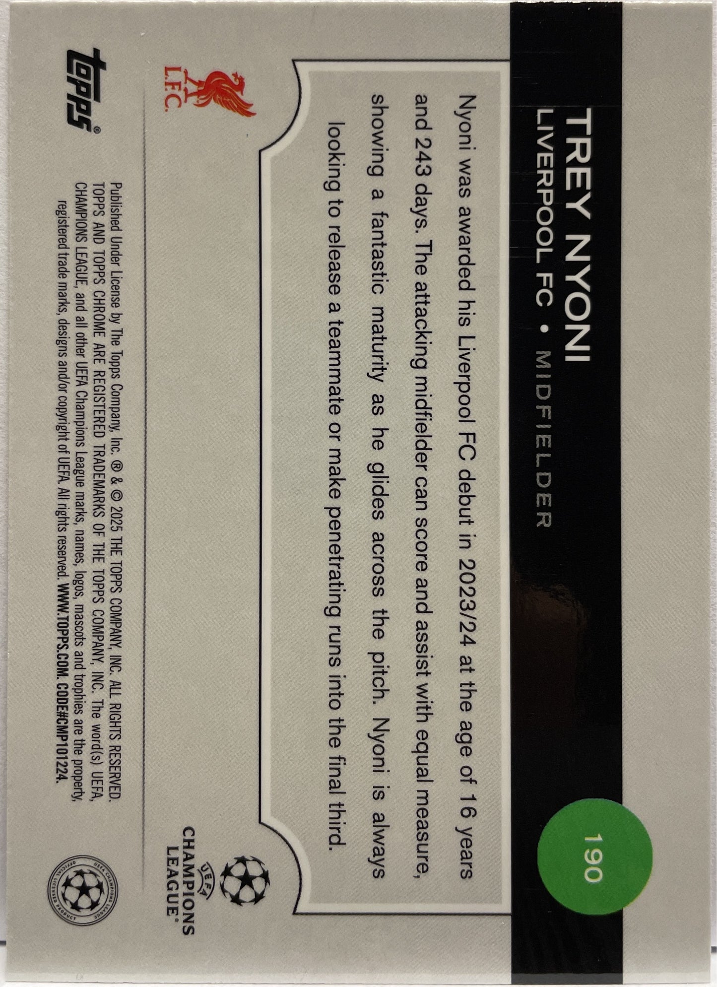 Trey Nyoni 230/250 Rookie Pink Lava Topps Chrome UCC 2024/25