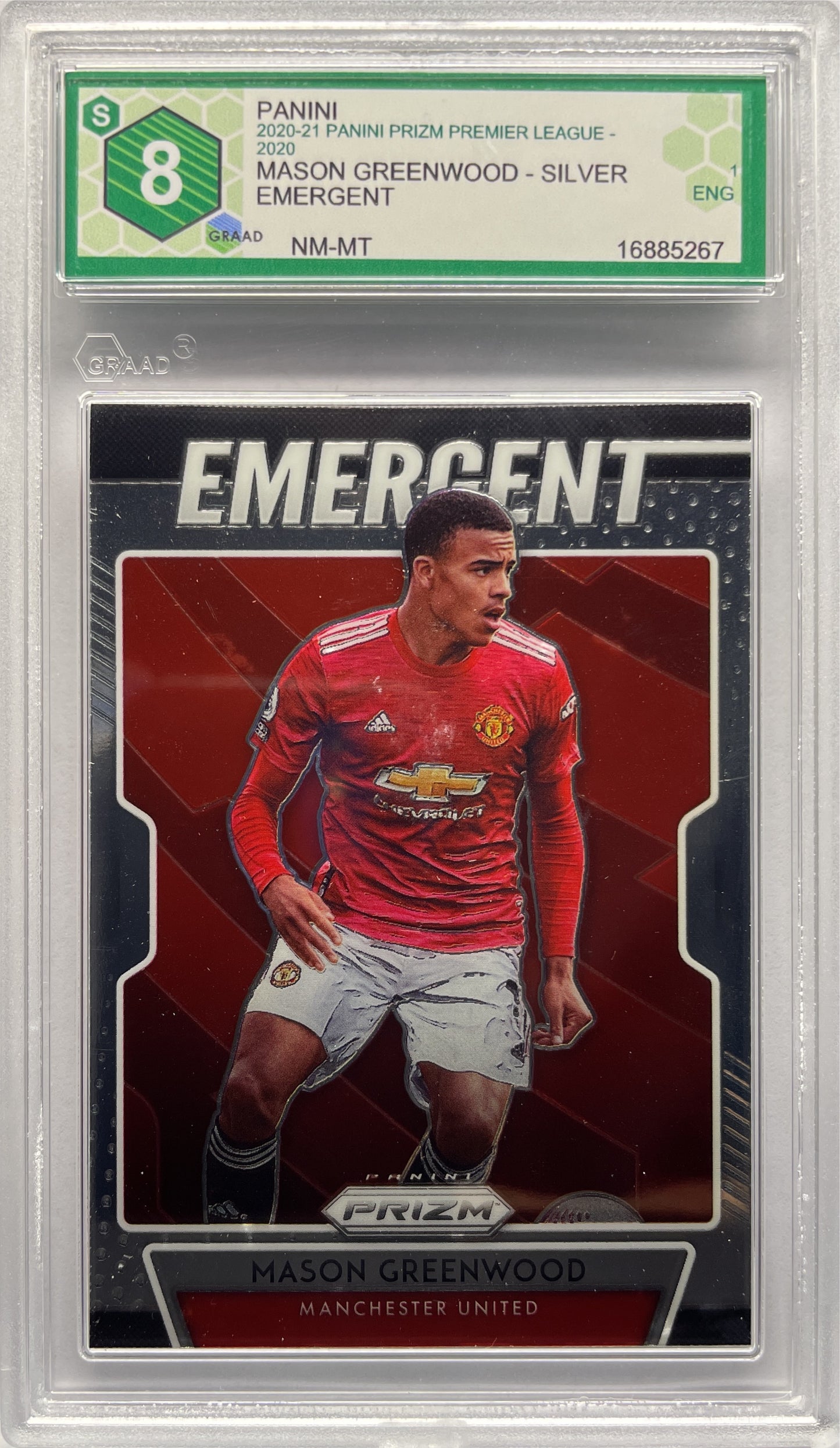 GRAAD 8 - Mason Greenwood Emergent Silver - Prizm Premier League 2020/21