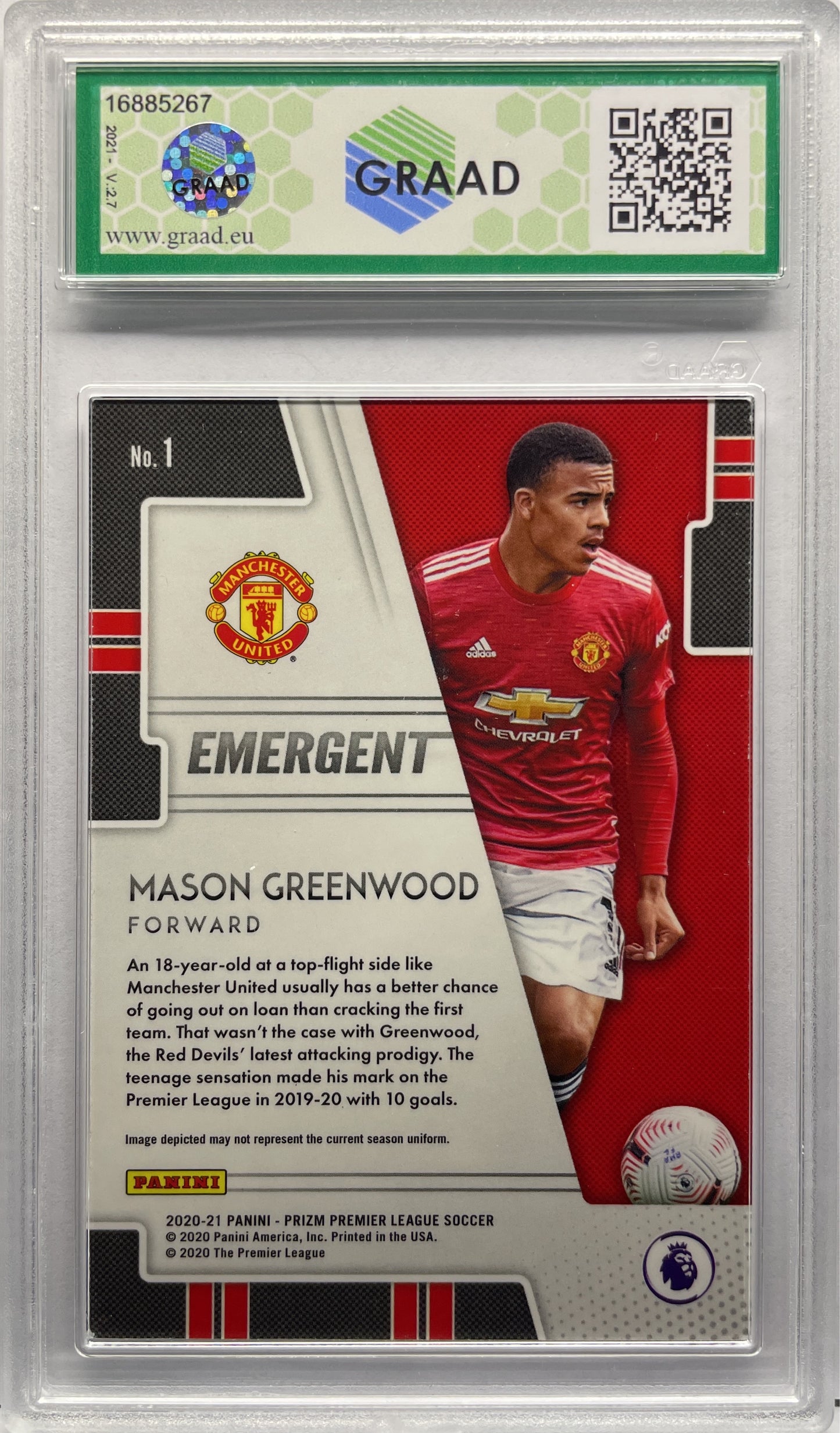 GRAAD 8 - Mason Greenwood Emergent Silver - Prizm Premier League 2020/21