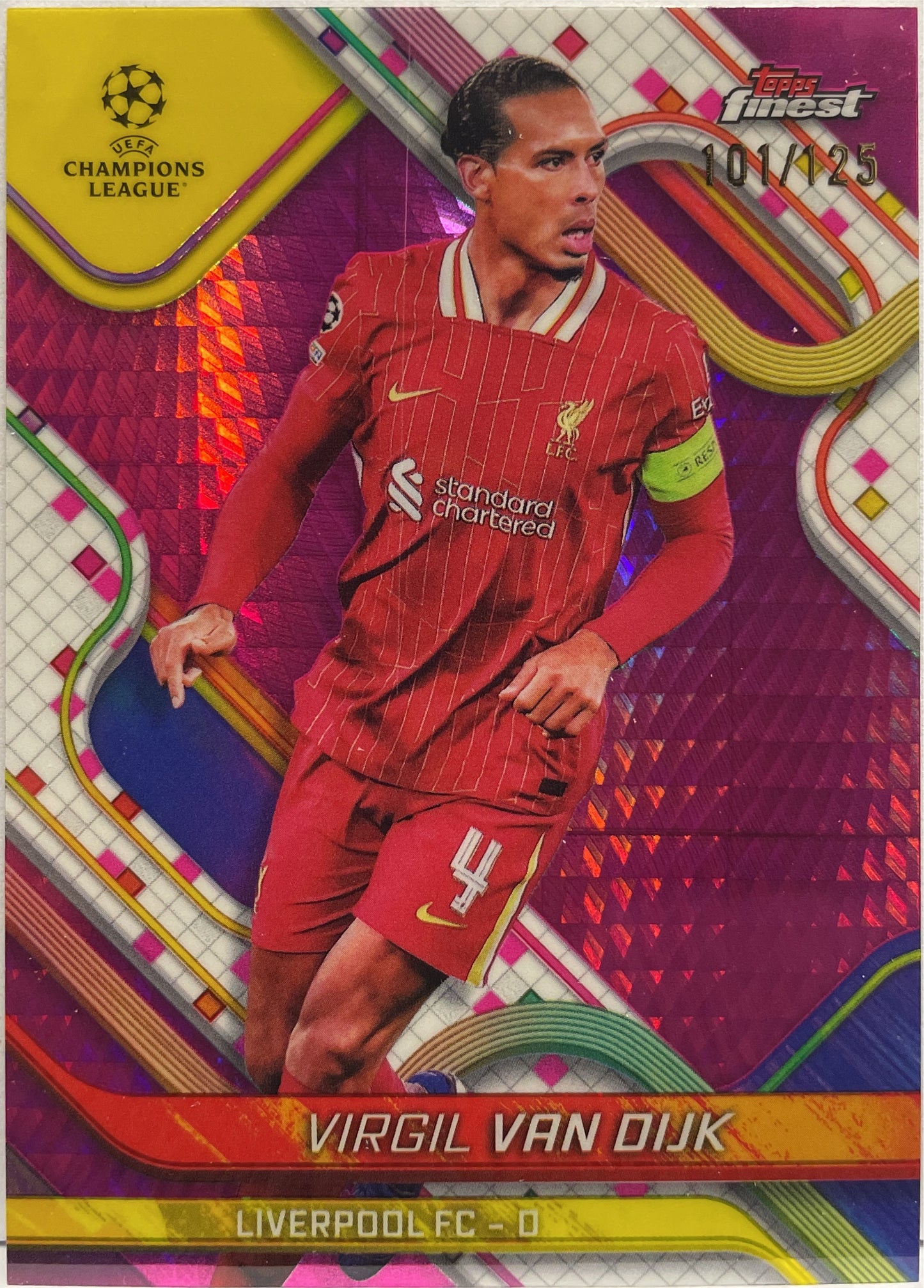 Virgil Van Dijk 101/125 Pink Prism Topps Finest UCC 2024/25