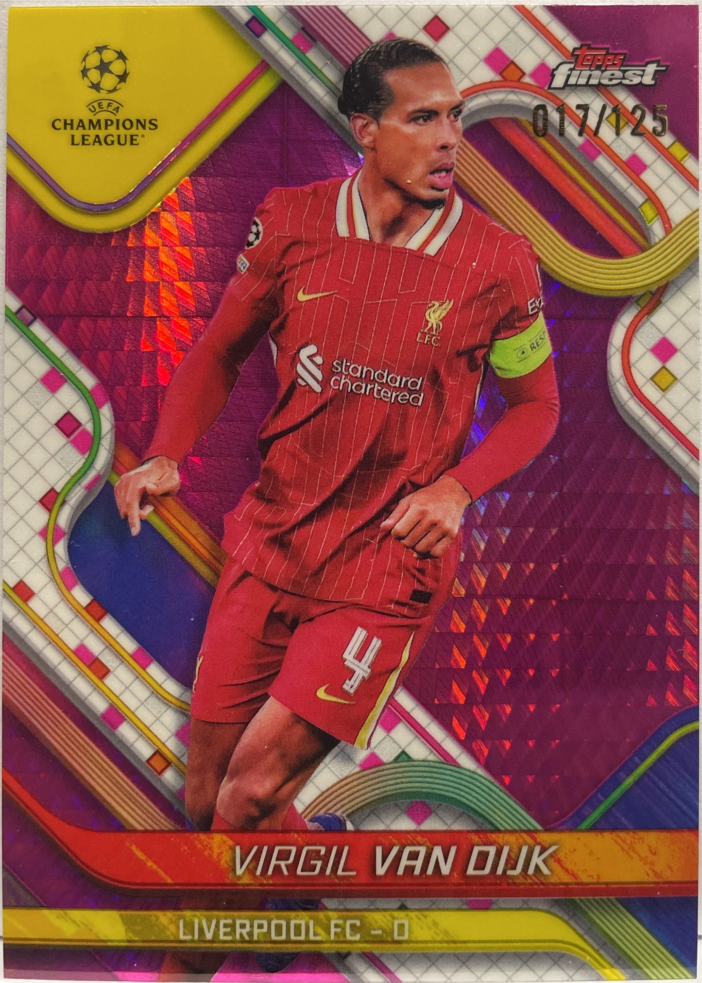 Virgil Van Dijk 17/125 Pink Prism Topps Finest UCC 2024/25