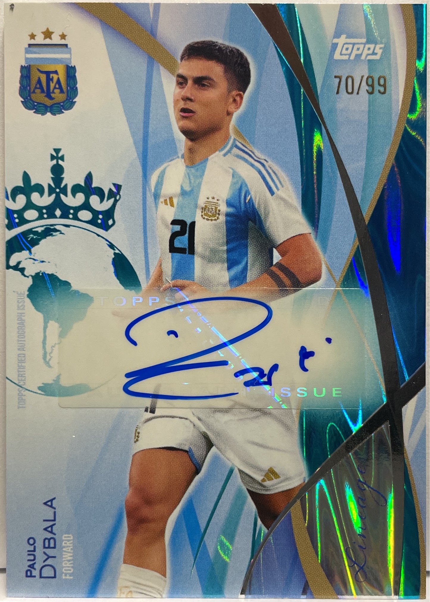Paulo Dybala 70/99 Autograph Green Topps Lineage Argentina 2024
