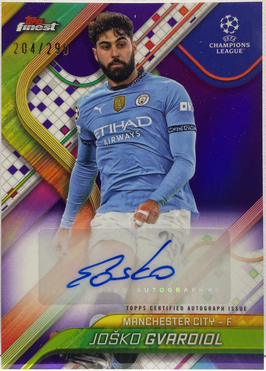 Josko Gvardiol 204/299 Autograph Purple Topps Finest UCC 2024/25