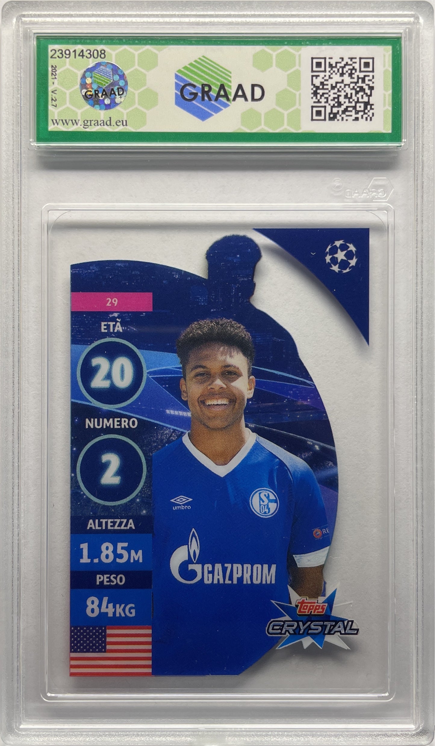 GRAAD 8 - Weston McKennie Rookie  - Topps Crystal UCL 2018/19