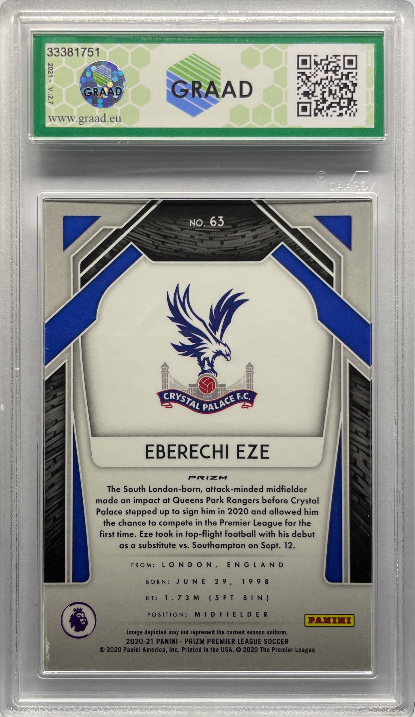 GRAAD 9 - Eberechi Eze Rookie Silver - Prizm Premier League 2020/21