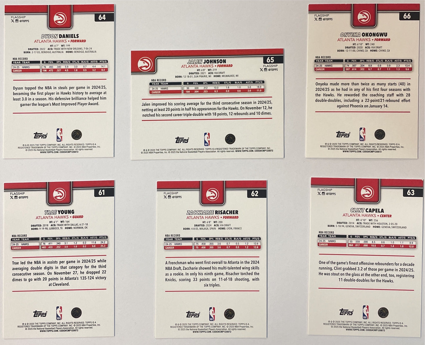 Atlanta Hawks 6x Set Topps NBA Basketball 2025/26