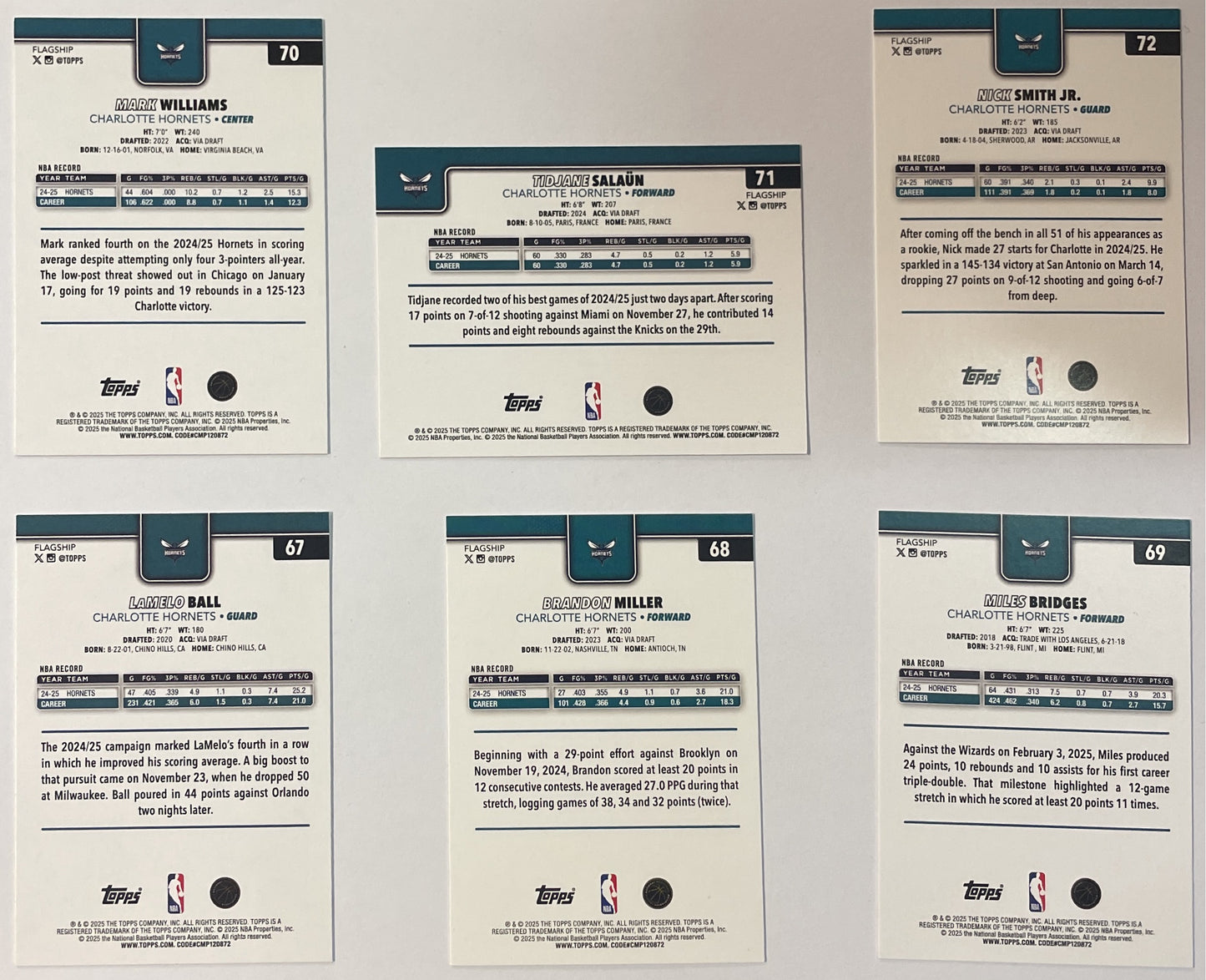 Charlotte Hornets 6x Set Topps NBA Basketball 2025/26