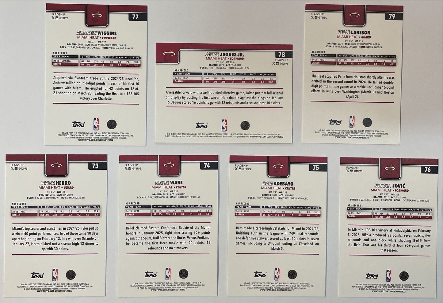 Miami Heat 7x Set Topps NBA Basketball 2025/26