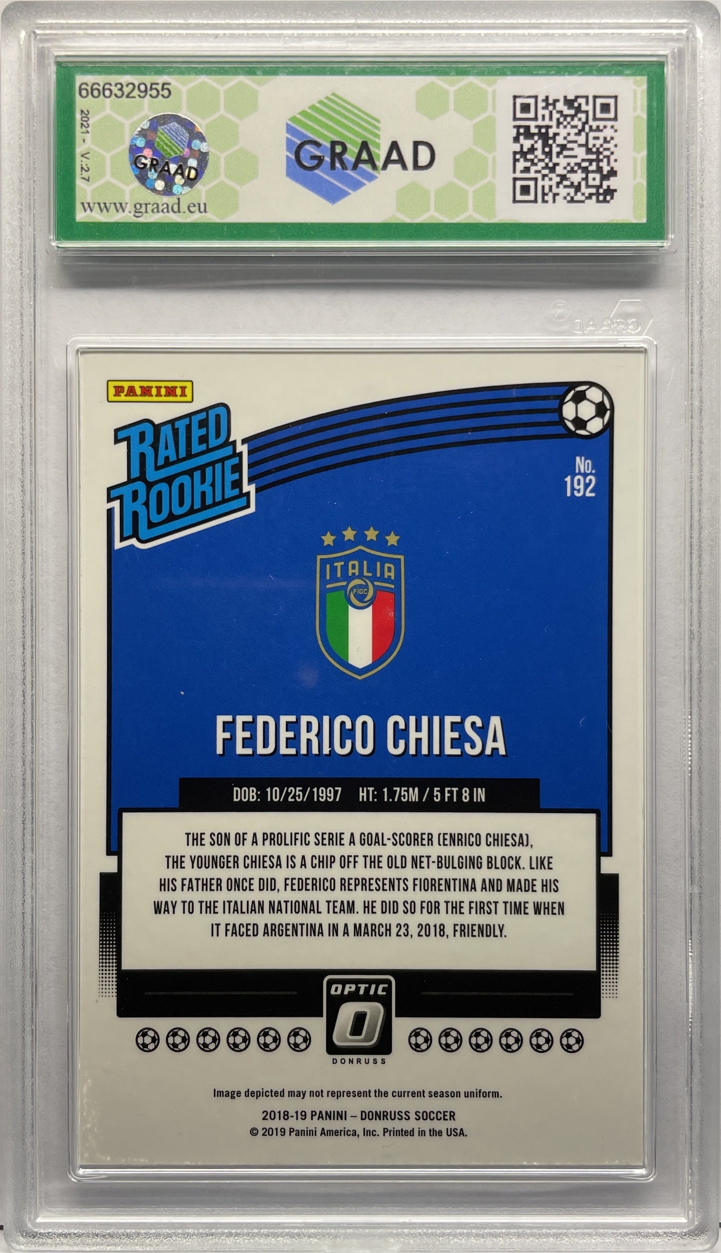 GRAAD 9 - Federico Chiesa Rated Rookie Optic - Panini Donruss 2018/19