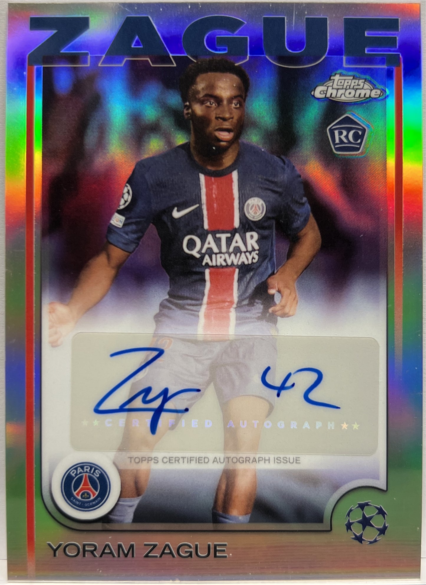 Yoram Zague Rookie Autograph Topps Chrome UCC 2024/25