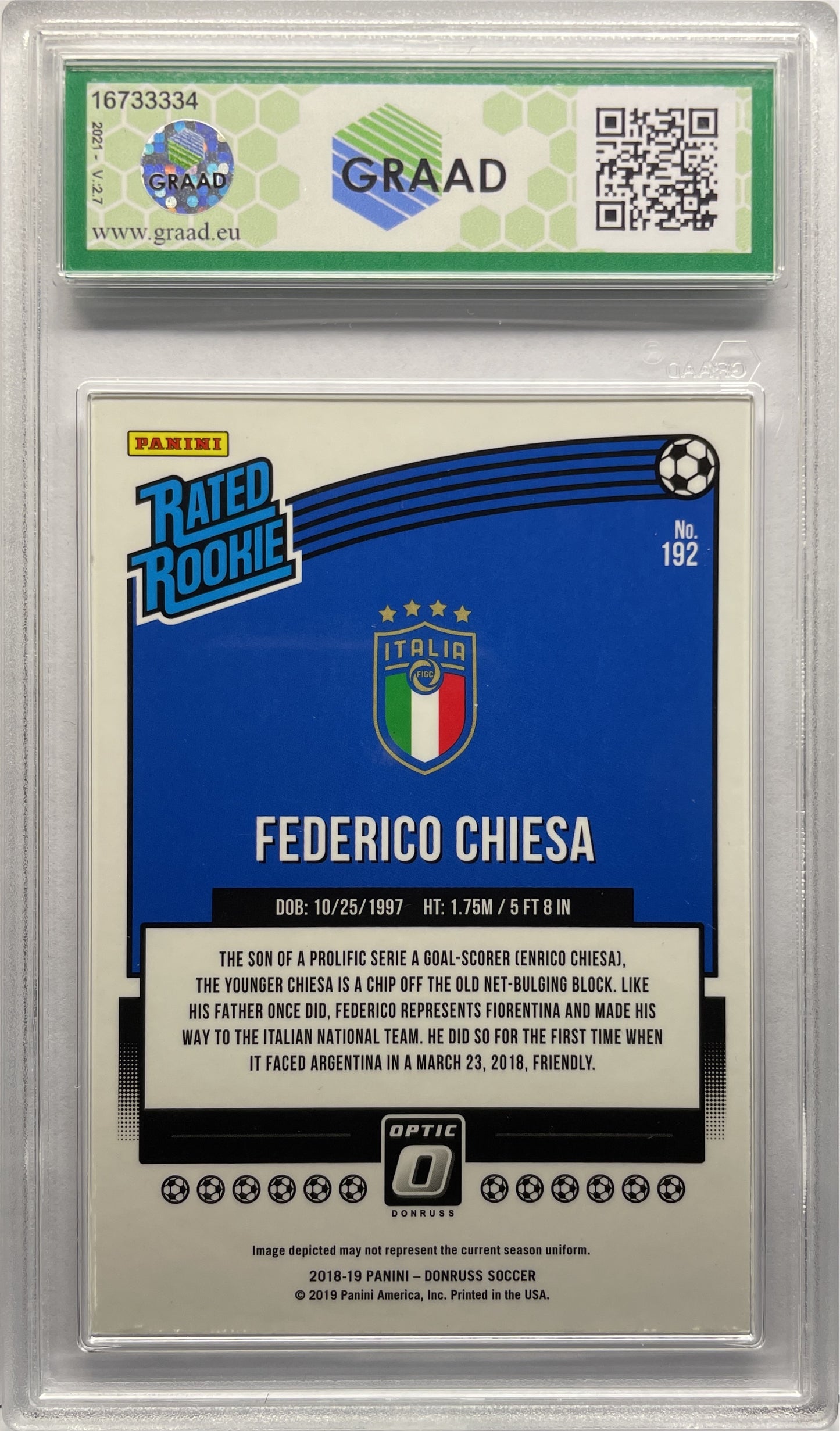 GRAAD 8 - Federico Chiesa Rated Rookie Optic - Panini Donruss 2018/19