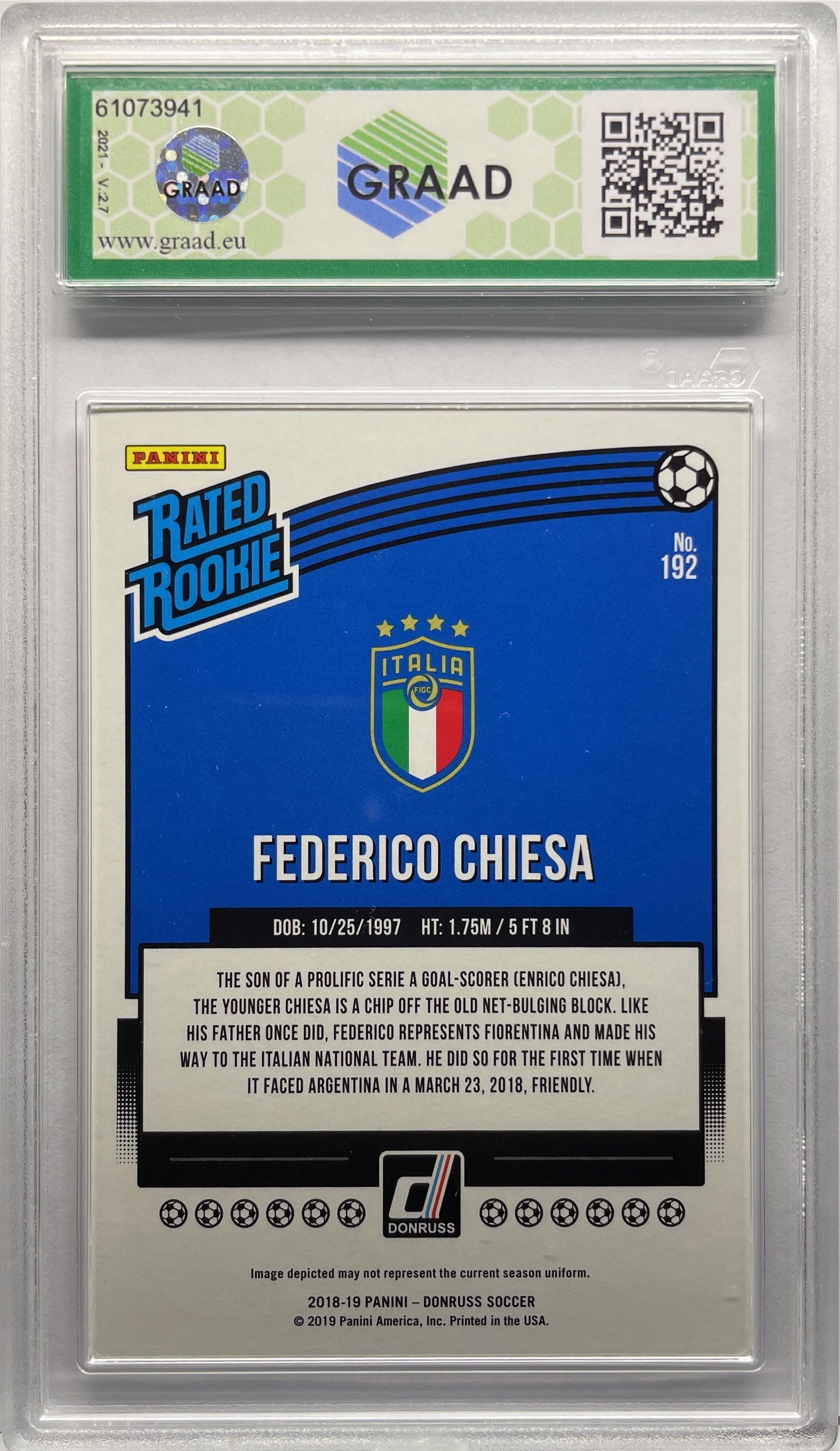 GRAAD 10 - Federico Chiesa Rated Rookie - Panini Donruss 2018/19