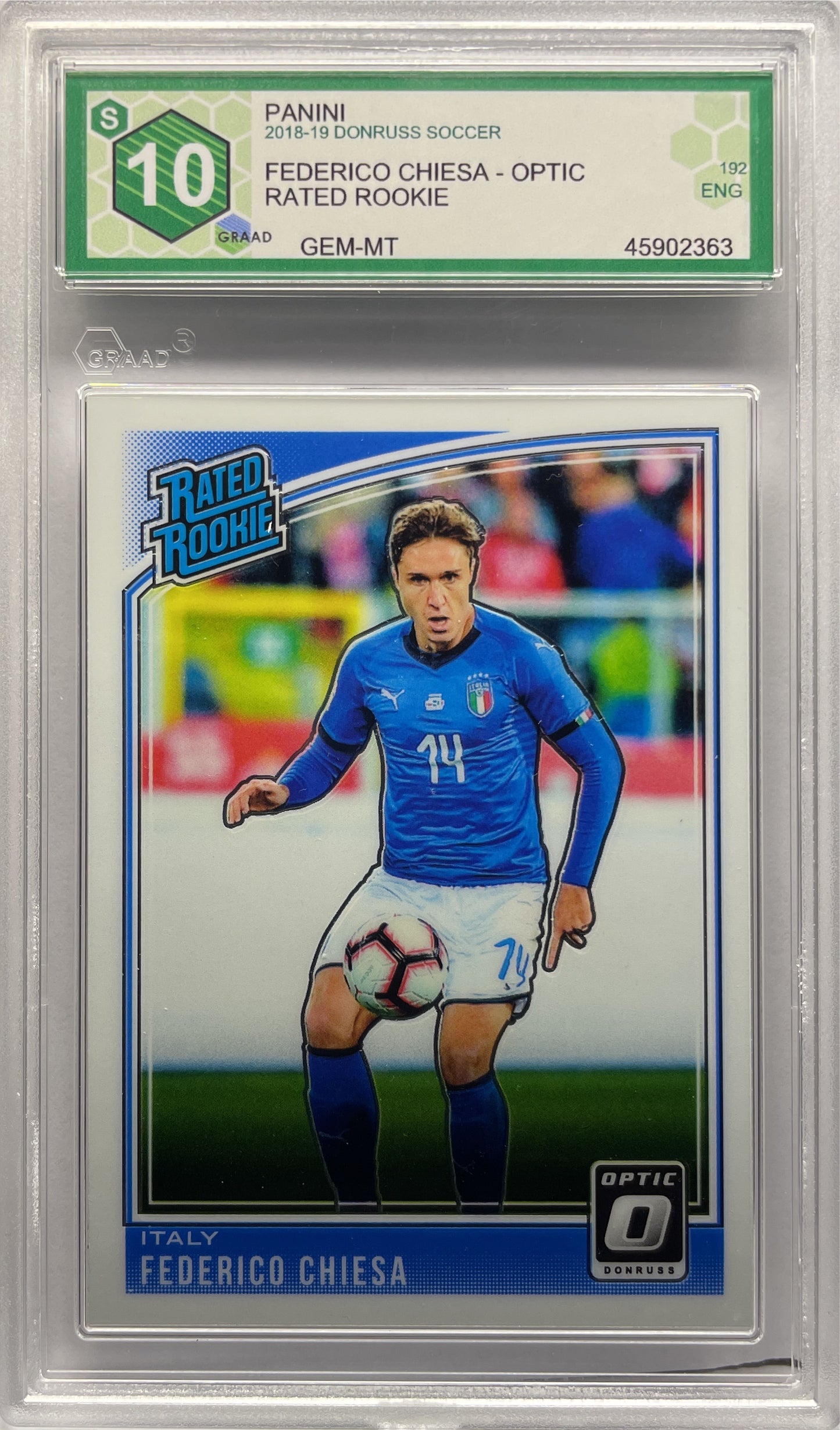 GRAAD 10 - Federico Chiesa Rated Rookie Optic - Panini Donruss 2018/19