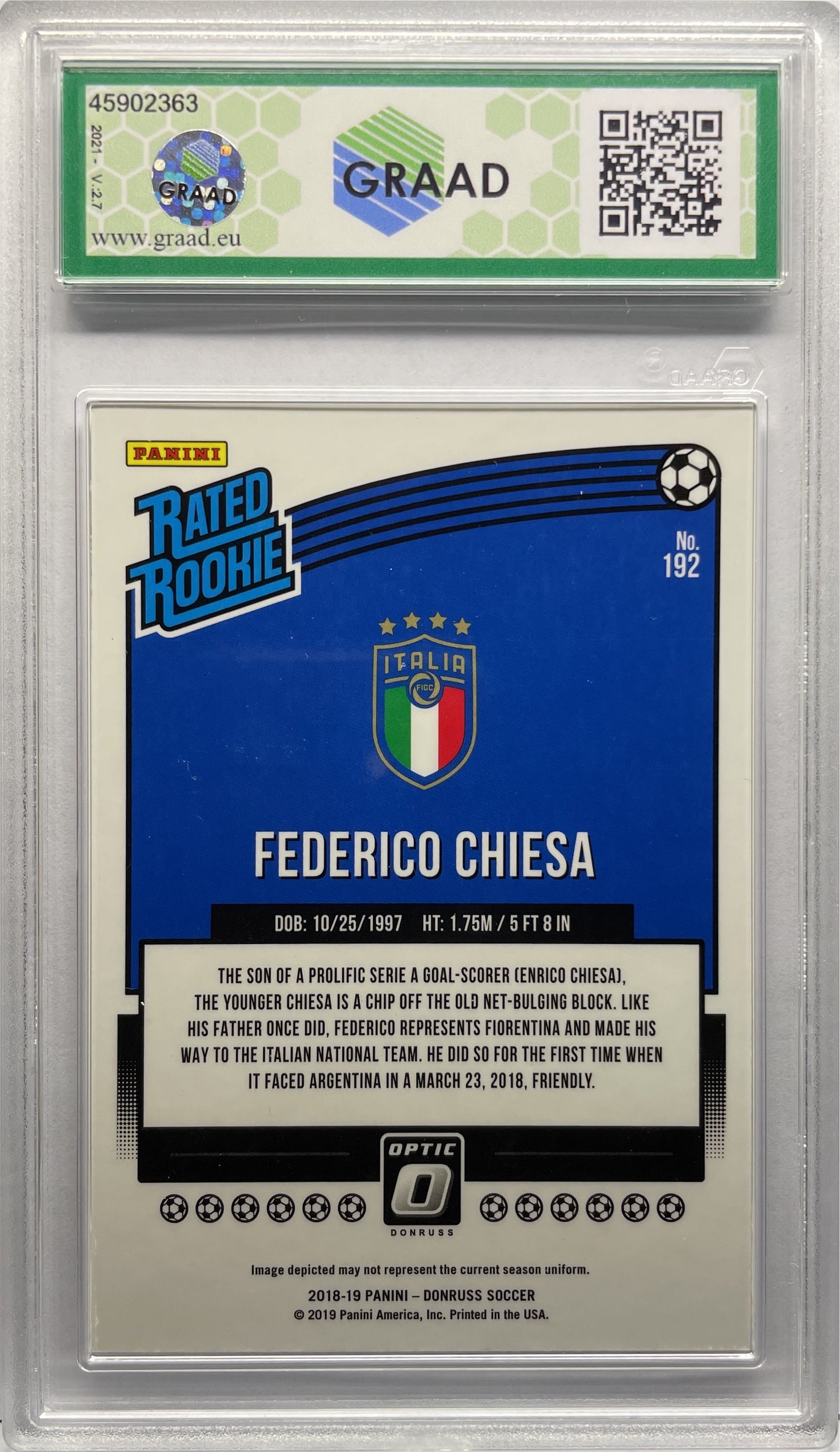 GRAAD 10 - Federico Chiesa Rated Rookie Optic - Panini Donruss 2018/19