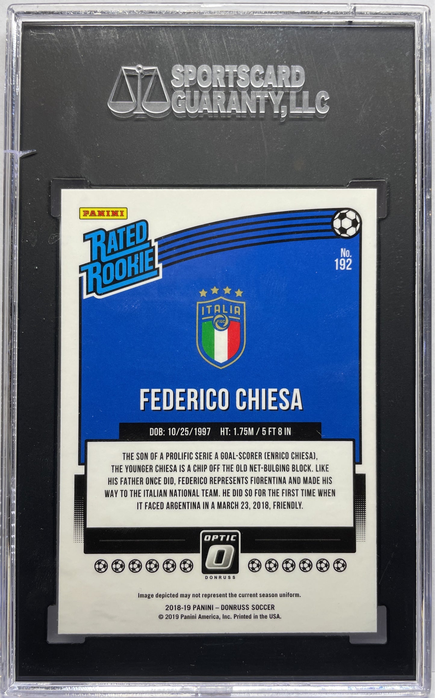 SGC 10 - Federico Chiesa Rated Rookie Optic - Panini Donruss 2018/19