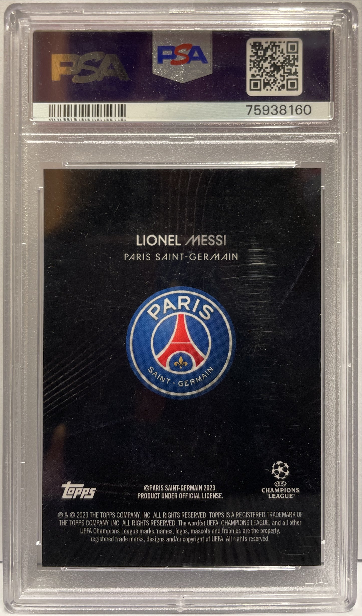 Lionel Messi 7/10 Autograph Black Topps Knockout 2022/23 PSA 9 Auto 10