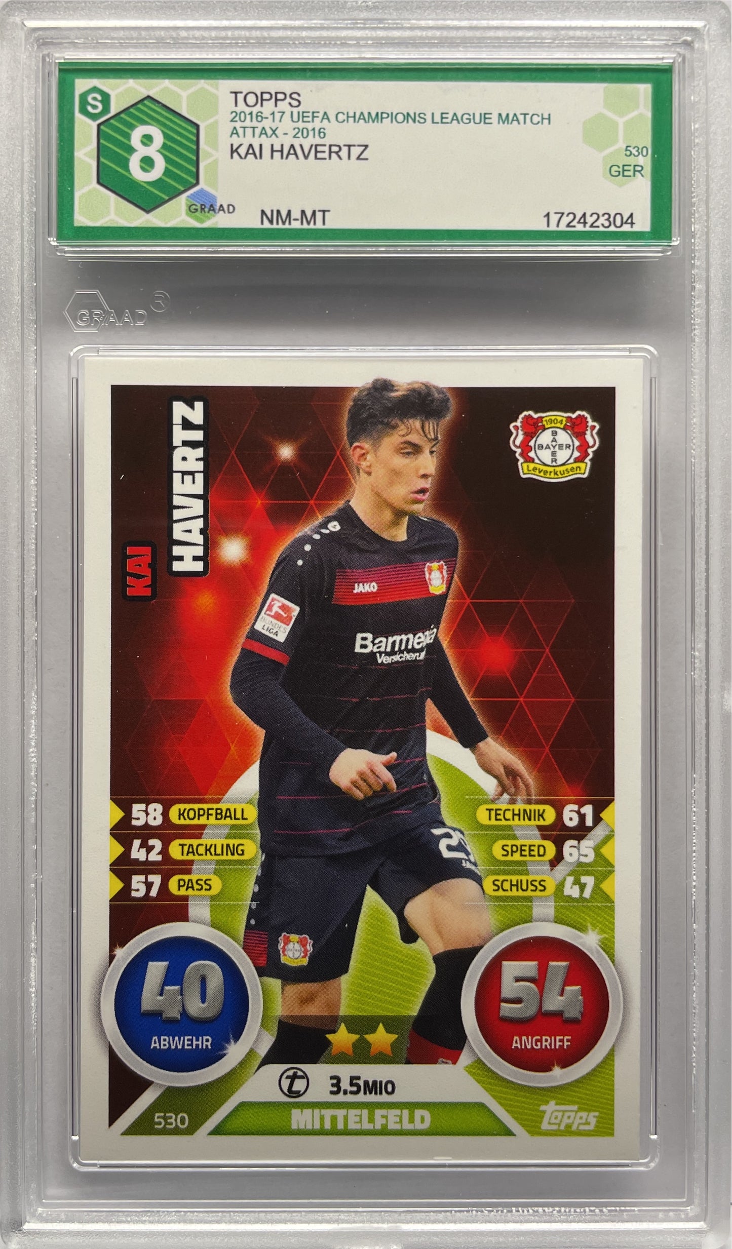 GRAAD 8 - Kai Havertz - Topps Match Attax UCL 2016/17 Rookie