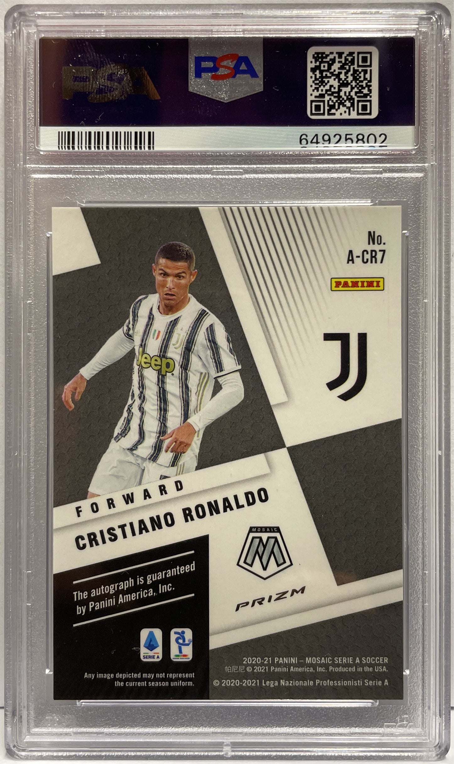 Cristiano Ronaldo Autograph Mosaic Serie A 2020/21 PSA 10