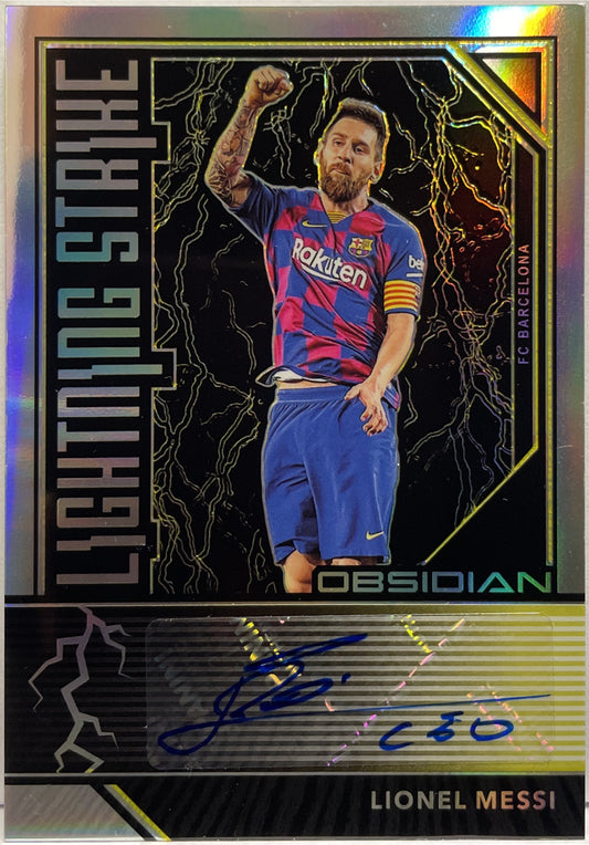 Lionel Messi 5/5 Autograph Lightning Strike Panini Obsidian 2019/20