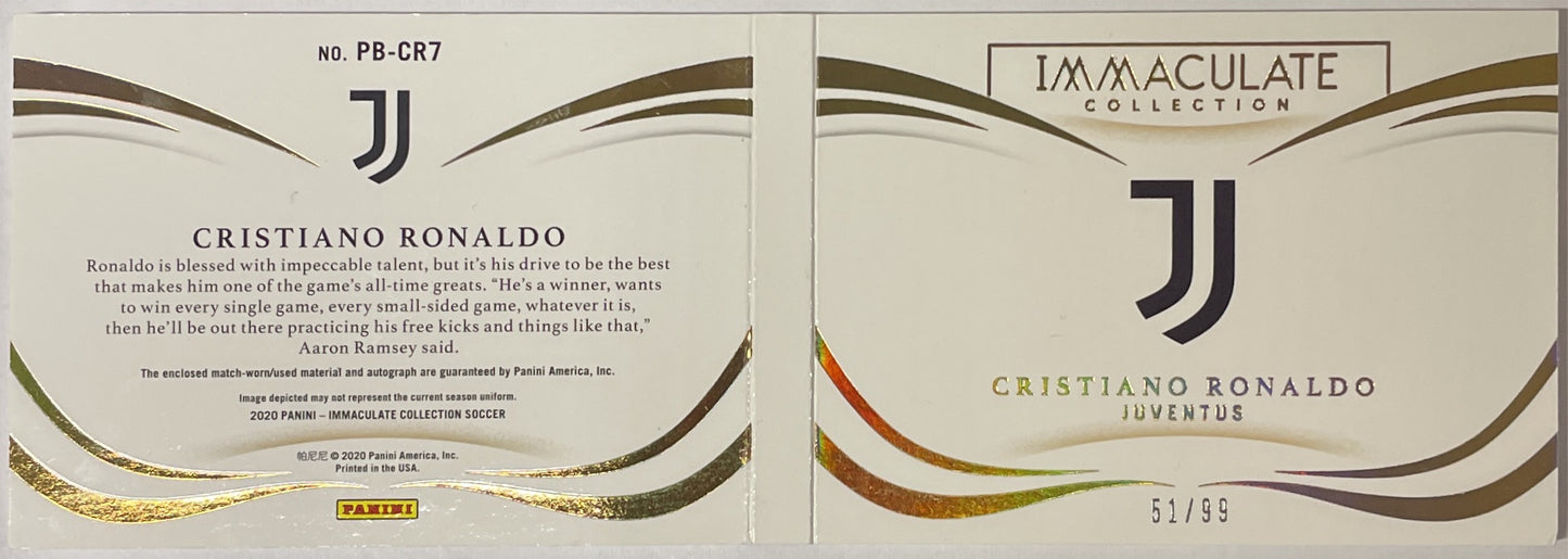 Cristiano Ronaldo 51/90 Booklet Patch Worn Autograph Panini Immaculate 2020