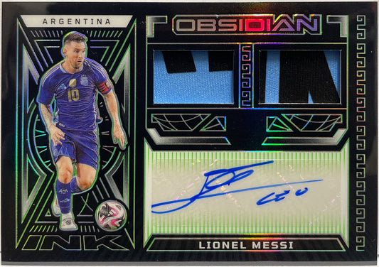 Lionel Messi 3/5 Patch Autograph Ink Panini Obsidian 2023/24