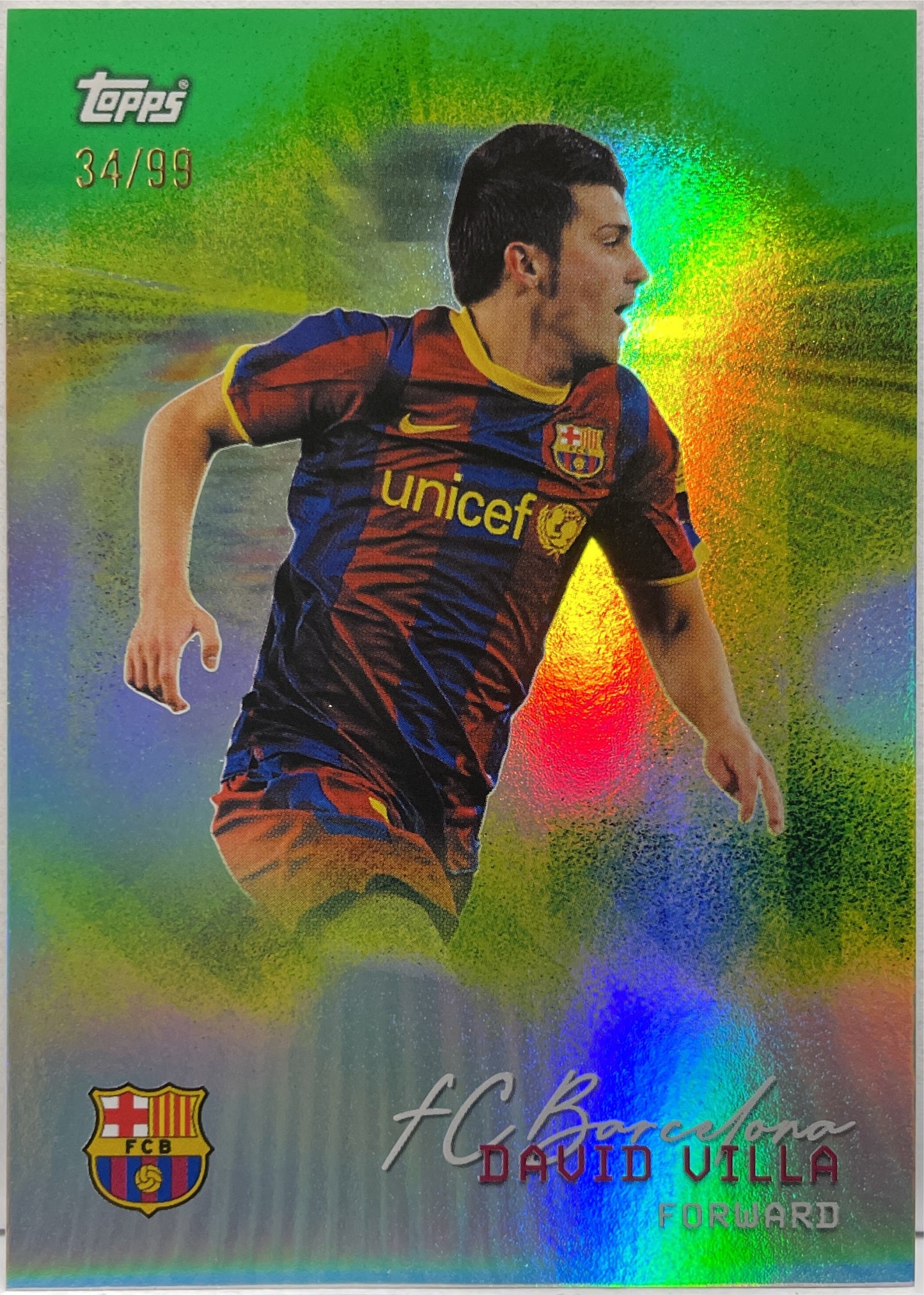 David Villa 34/99 Green Topps Barcelona Team Set 2024/25