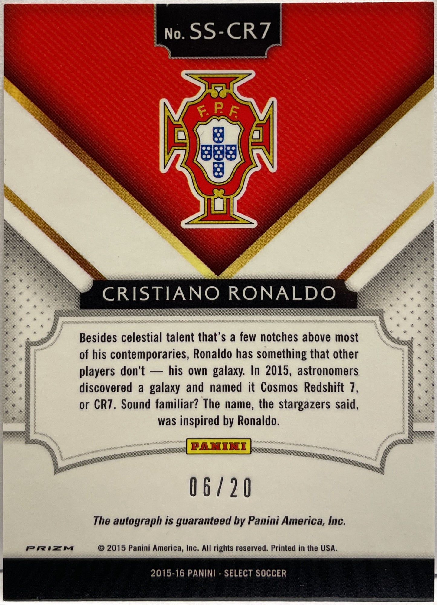 Cristiano Ronaldo 6/20 Autograph Panini Select 2015/16