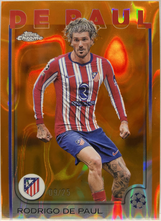 Rodrigo De Paul 9/25 Orange Lava Topps Chrome UCC 2024/25
