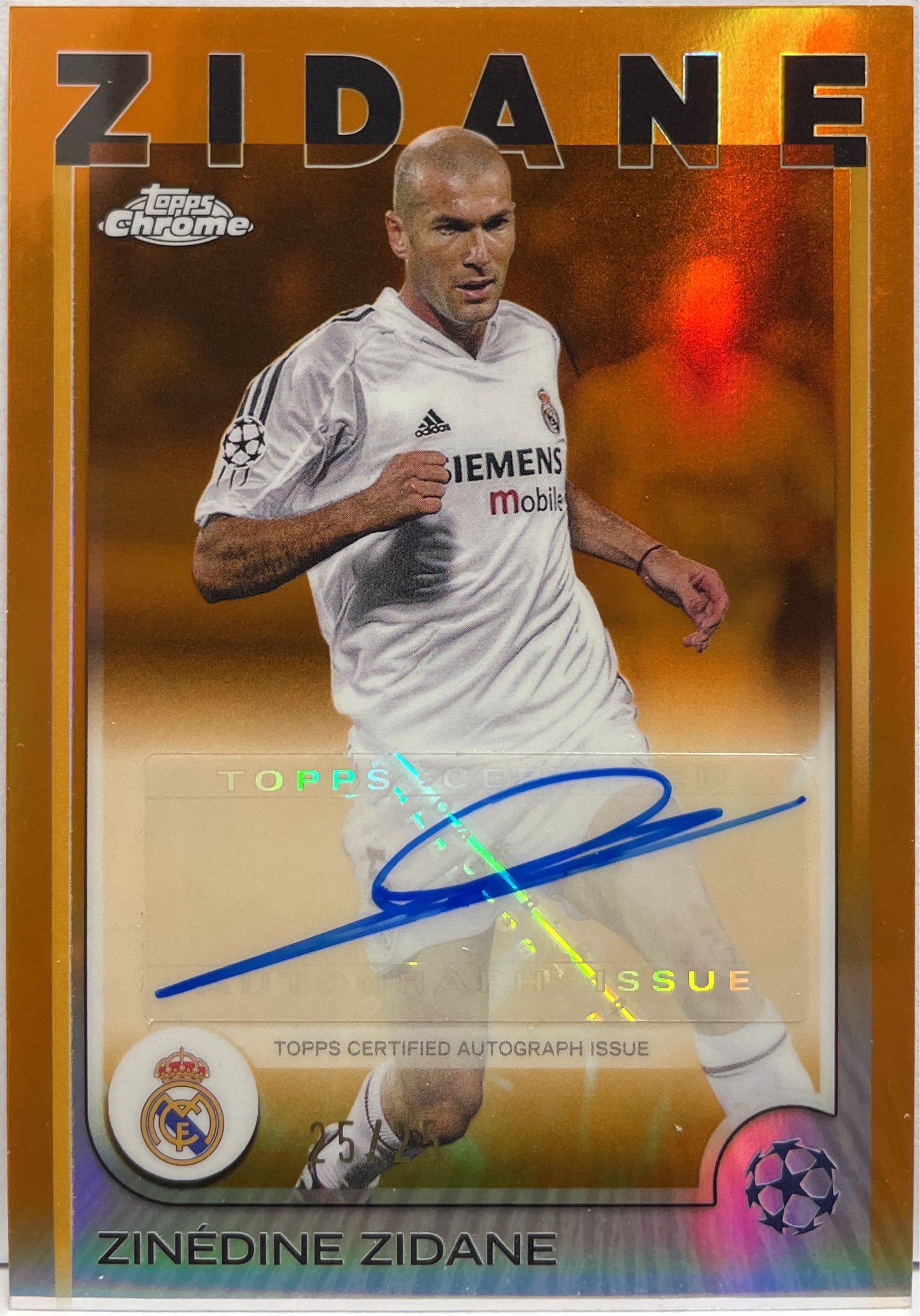 Zinedine Zidane 25/25 Autograph Orange Topps Chrome UCC 2024/25