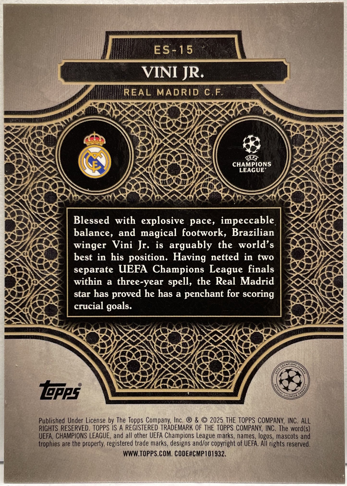 Vini Jr 88/99 Elite Society Green Topps Merlin UCC 2024/25