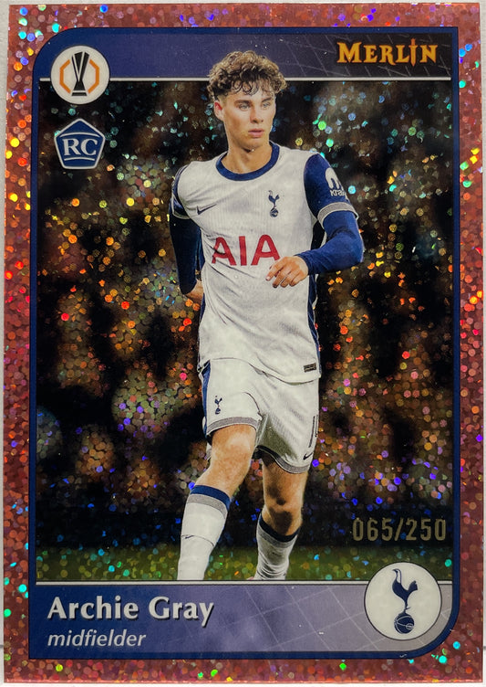 Archie Gray 65/250 Rookie Rose Gold Speckle Topps Merlin UCC 2024/25
