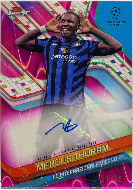 Marcus Thuram 21/75 Autograph Magenta Wave Topps Finest UCC 2024/25