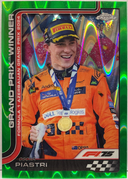 Oscar Piastri 56/99 Green RayWave Topps Chrome F1 2025