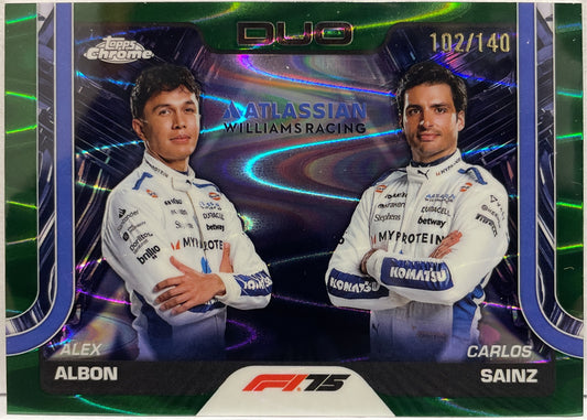 Alex Albon Carlos Sainz 102/140 Duo Forest Green RayWave Topps Chrome F1 2025