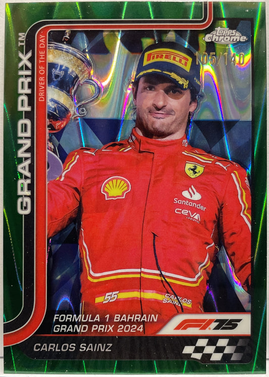 Carlos Sainz 105/140 Forest Green RayWave Topps Chrome F1 2025