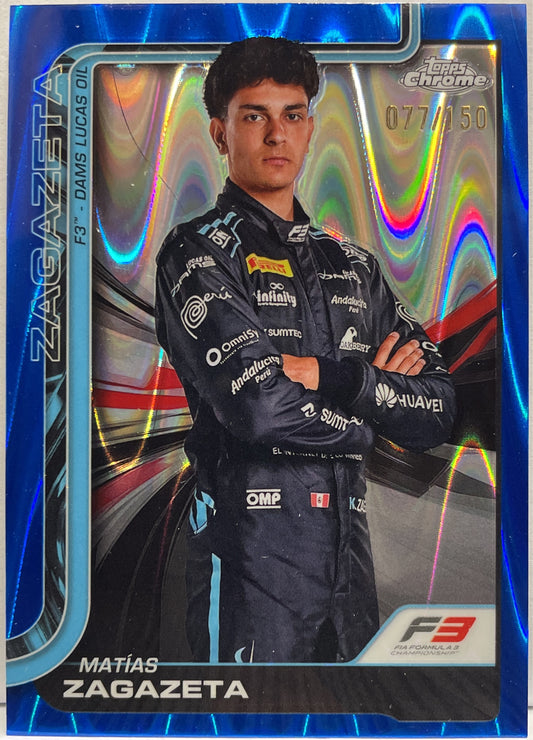 Matias Zagazeta 77/150 Blue RayWave Topps Chrome F1 2025
