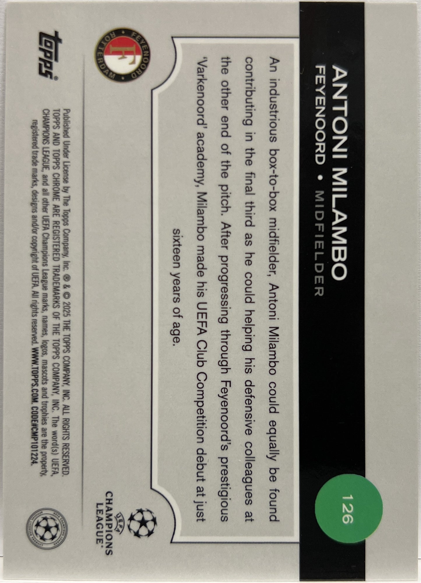 Antoni Milambo 42/50 Future Stars Gold Lava Topps Chrome UCC 2024/25