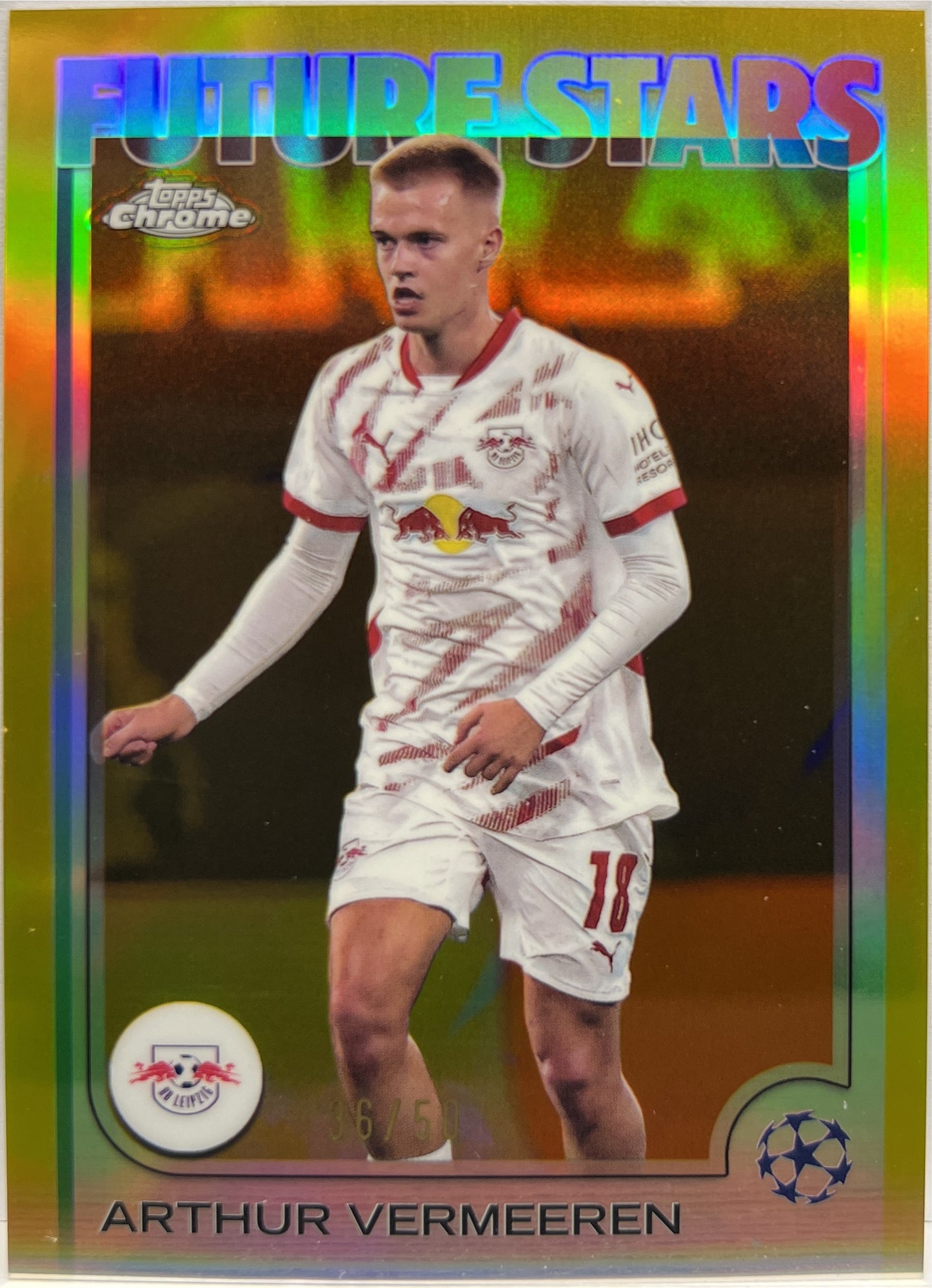Arthur Vermeeren 36/50 Future Stars Gold Topps Chrome UCC 2024/25