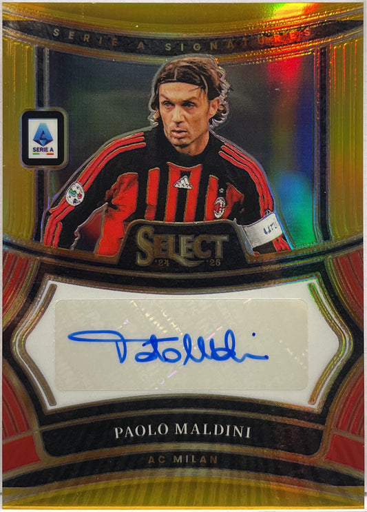 Paolo Maldini 3/10 Autograph Signature Gold Panini Select Serie A 2024/25