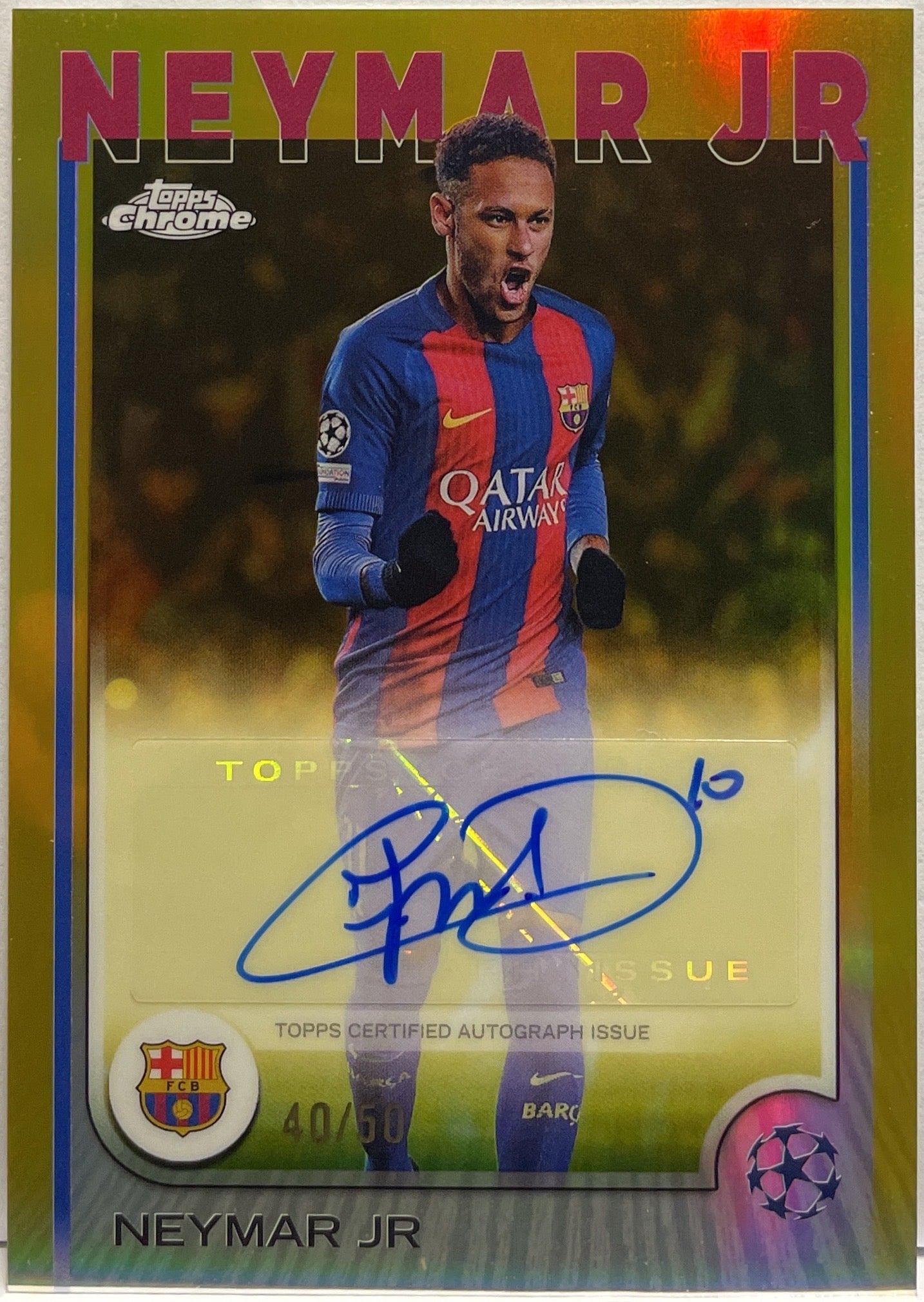 Neyamr Jr 40/50 Autograph Gold Topps Chrome UCC 2024/25