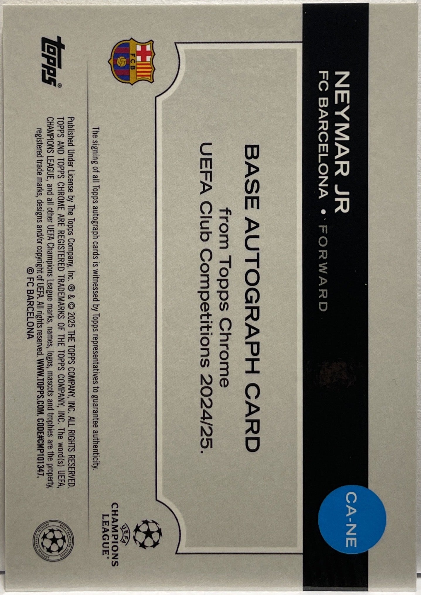 Neyamr Jr 40/50 Autograph Gold Topps Chrome UCC 2024/25