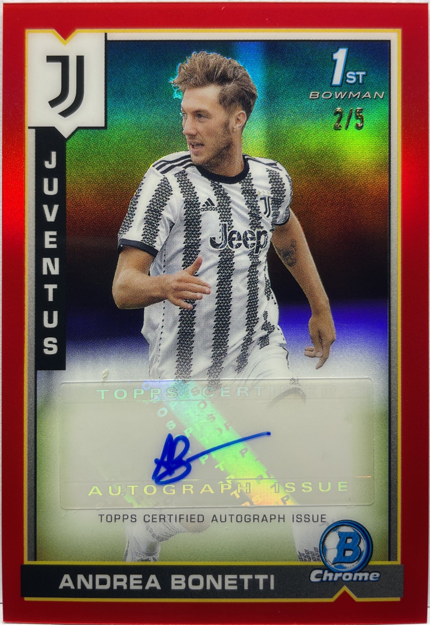 Andrea Bonetti 2/5 Autograph 1ST Bowman Red Topps Chrome Juventus 2022/23