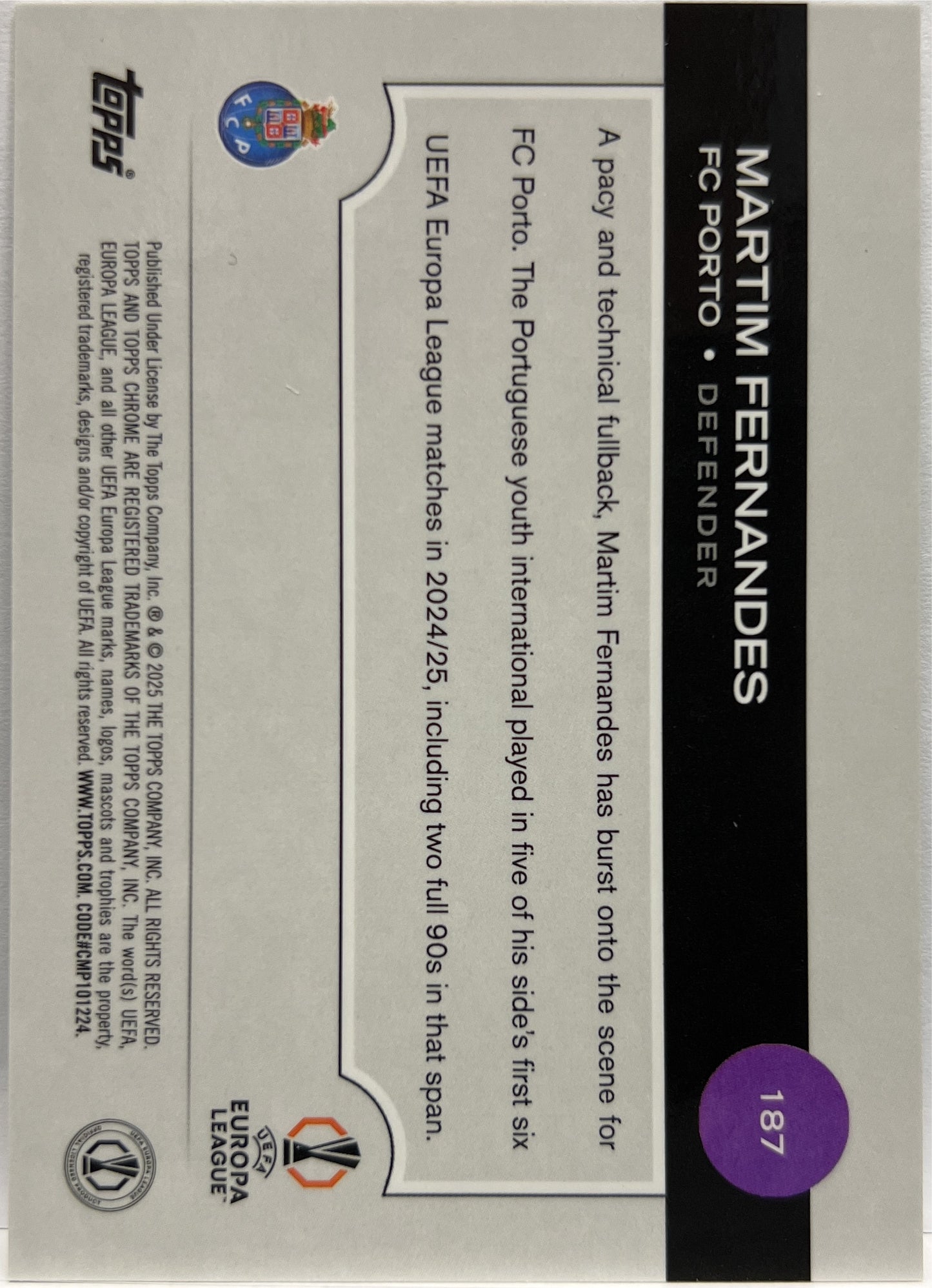 Martim Fernandes 38/52 Rookie Toppsfractor Topps Chrome UCC 2024/25