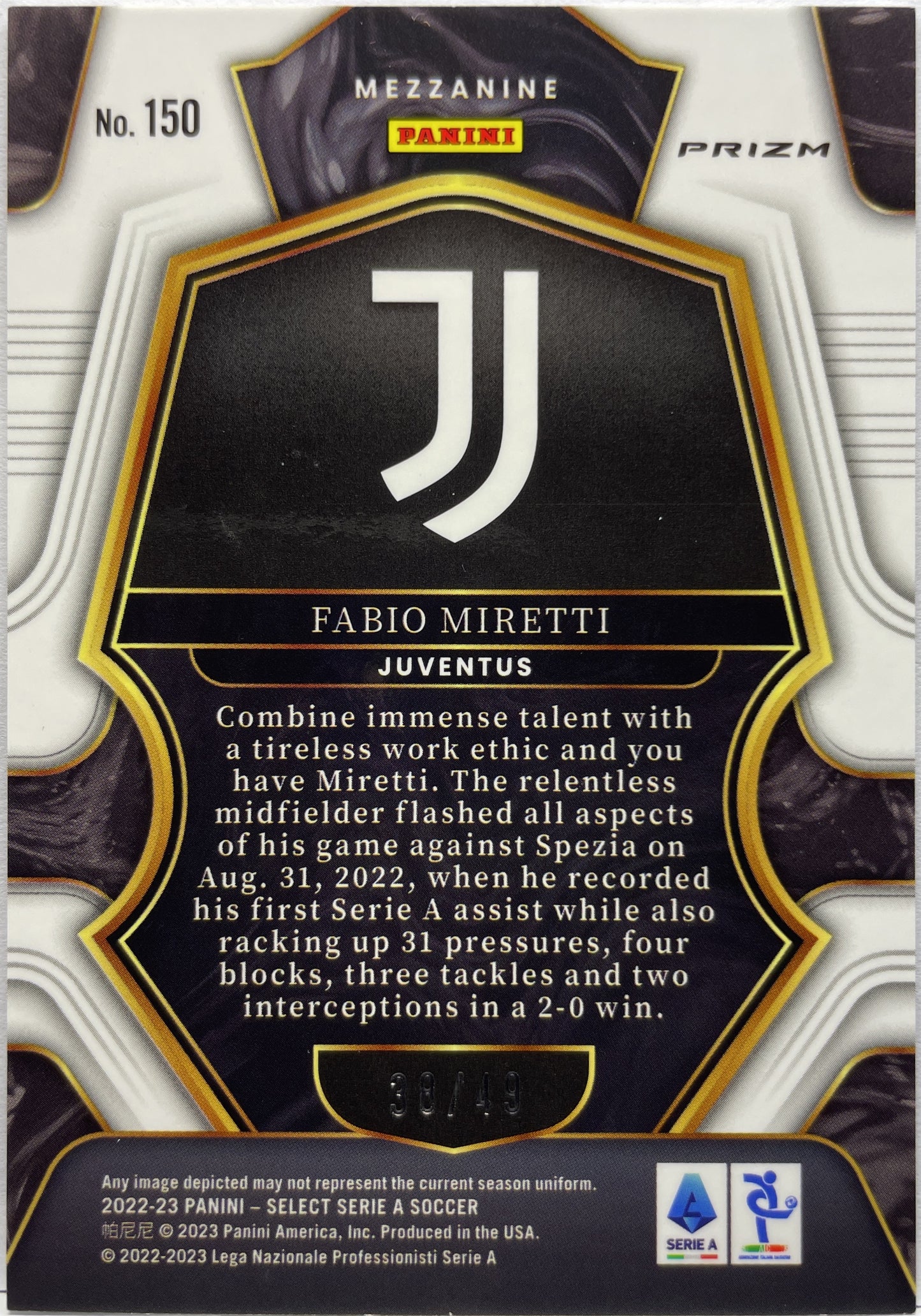 Fabio Miretti 38/49 Rookie Purple Select Serie A 2022/23