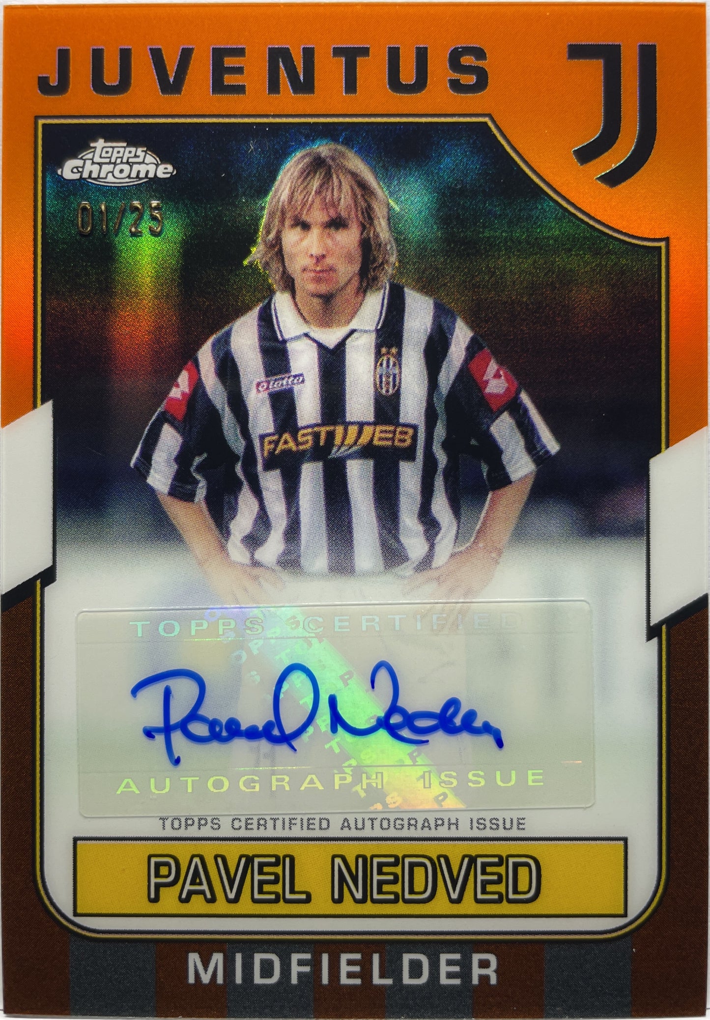 Pavel Nedved 1/25 Autograph Orange Topps Chrome Juventus 2022/23