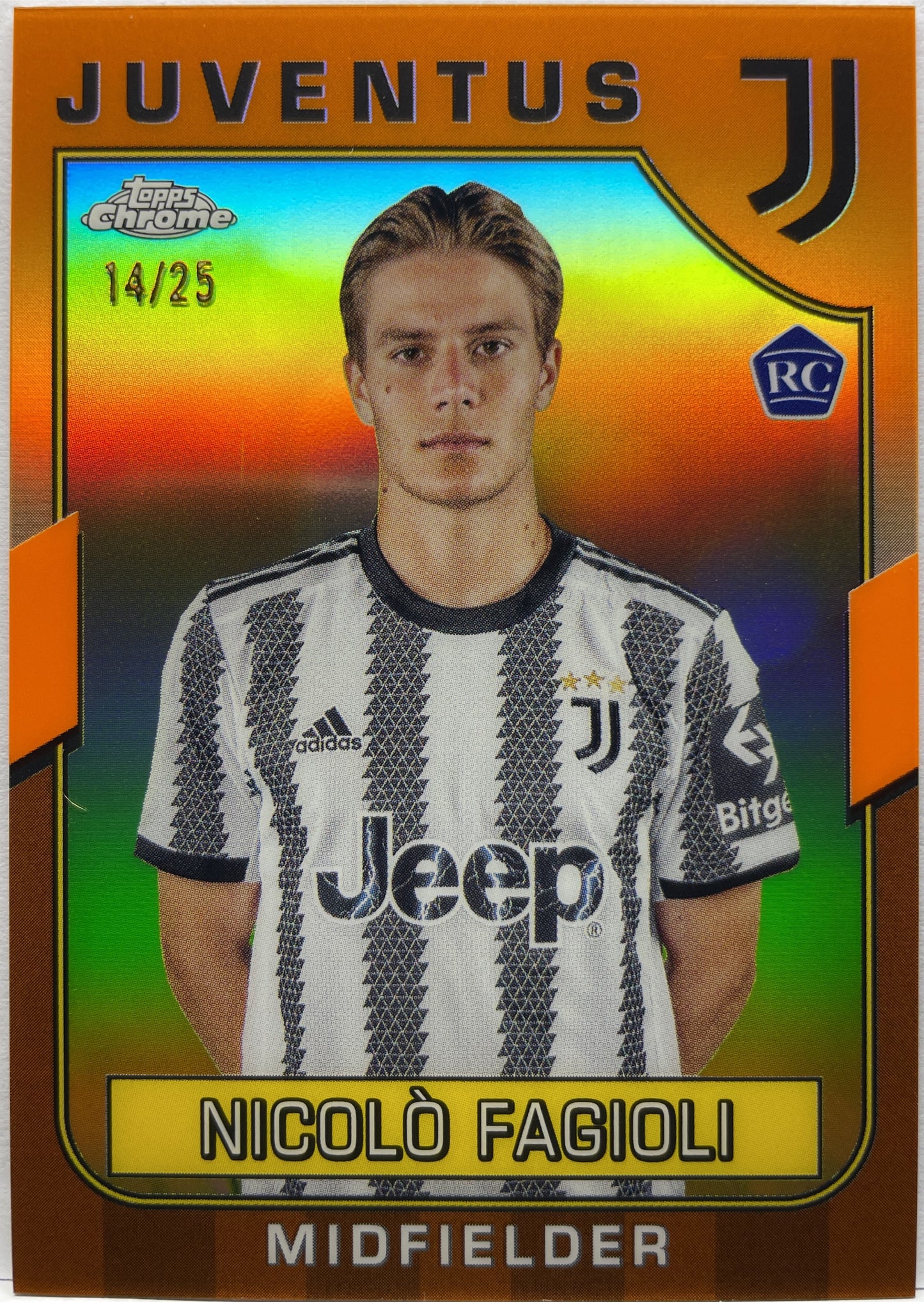 Nicolo Fagioli 14/25 Rookie Orange Topps Chrome Juventus 2022/23