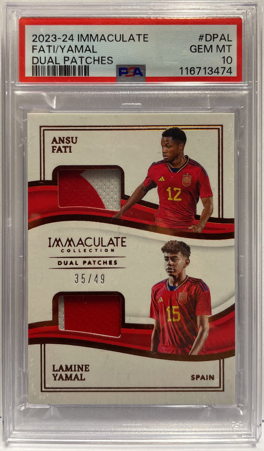 Ansu Fati Lamine Yamal 35/49 Patch Ink Panini Immaculate 2023/24 PSA 10